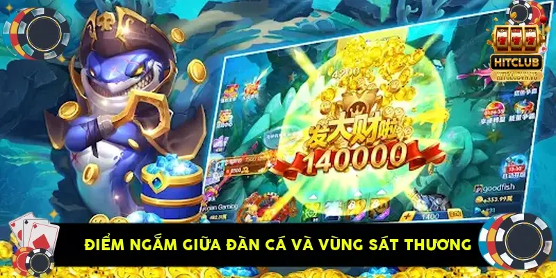 điểm ngắm giữa đàn cá và vùng sát thương điểm ngắm giữa đàn cá và vùng sát thương